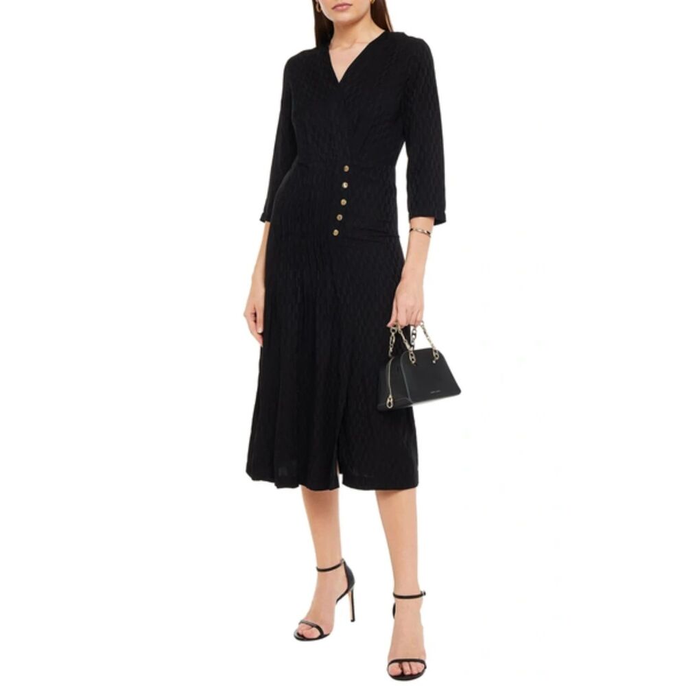 NEW NWT SANDRO Anaya Jacquard Midi Dress Black Sz 38‎ - Picture 2 of 7